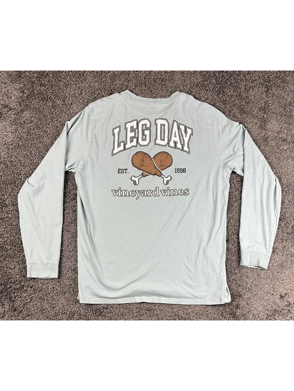Vineyard Vines Leg Day Chicken Drumstick Long Sleeve T-Shirt Mens Large L